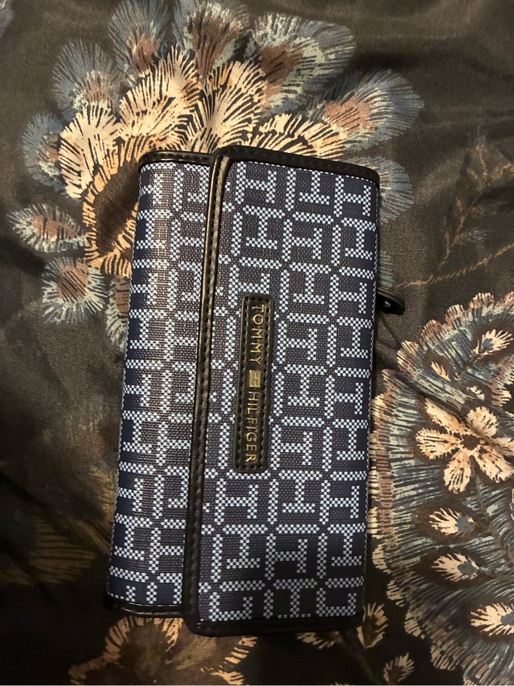 Tommy Hilfiger Blue Monogram Zip Around Wallet